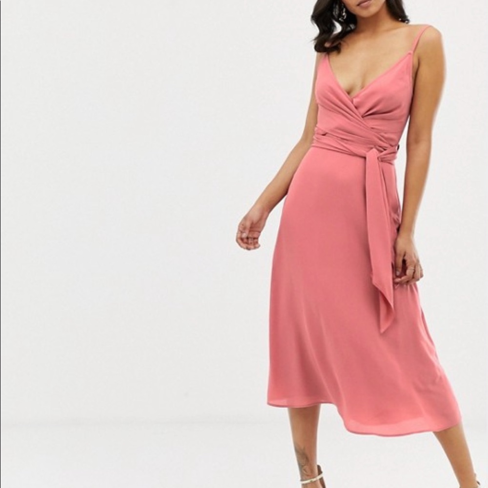 ASOS DESIGN Cami Wrap Midi Dress With Tie Waist
